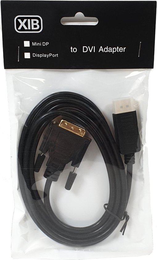 XIB Displayport naar DVI-D kabel 1.8m / DP to DVI 180cm - Zwart