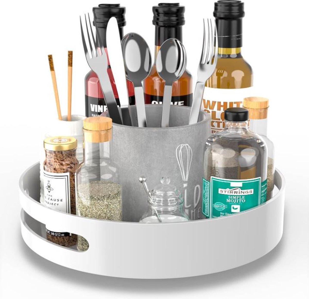 Draaiplateau – 25 cm – 360° Draaibaar – Wit – Kruidenrek – Keuken Organizer