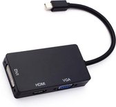 XIB Mini Displayport vers DVI VGA et HDMI / Adaptateur 3 en 1 / Mini DP vers DVI + VGA + HDMI - Noir