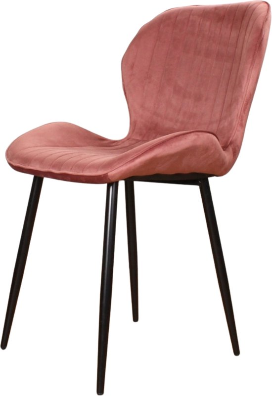 DS4U® Giulia Chaise de salle à manger Velours Rose - Design Luxe - Assise confortable - lot de 4