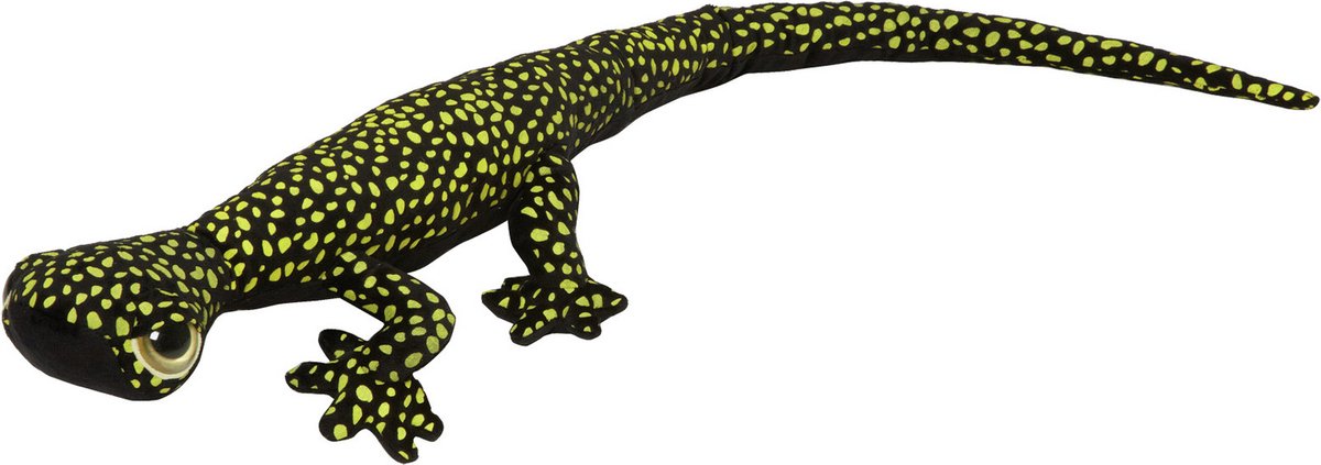 Nature Planet Knuffeldier Arizona Gekko Hagedis - zachte pluche stof - premium knuffels - zwart/geel - 112 cm