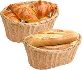 Kesper Brood/fruit mandje - 2x - naturel - ovaal - L28 x B21 x H13 cm - broodmandjes