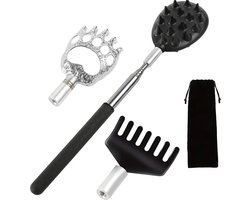 Ruggenkrabber uitschuifbaar 3-in-1 – 3 opzetstukjes – Rugkrabber RVS – XXL formaat 25 – 86 centimeter - kerstcadeau Ruggenkrabber uitschuifbaar 3-in-1 – 3 opzetstukjes – Rugkrabber RVS – XXL formaat 25 – 86 centimeter - kerstcadeau