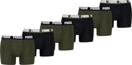 Puma Boxers Everyday Basic - 6 pack Boxers homme vert foncé - Sous-vêtements homme - Forest Night - Taille XL