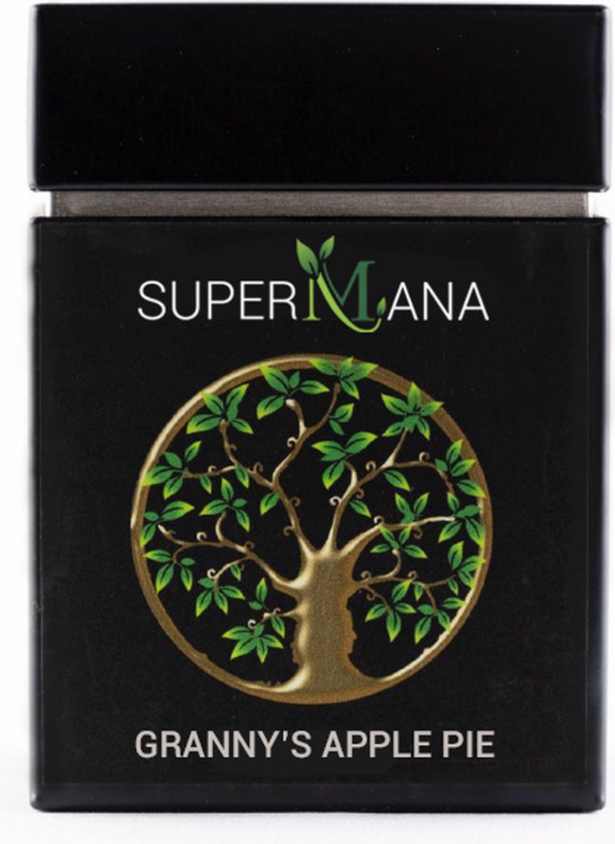 SuperMana thee - Granny's Apple Pie met o.a. groene thee, appel, druif, rozenblaadjes en AMANDEL - losse thee