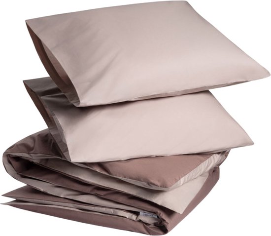 Yumeko dekbedovertrek percal katoen dubbelzijdig roze/mauve 200x220 + 2/60x70 - Bio, eco & fairtrade