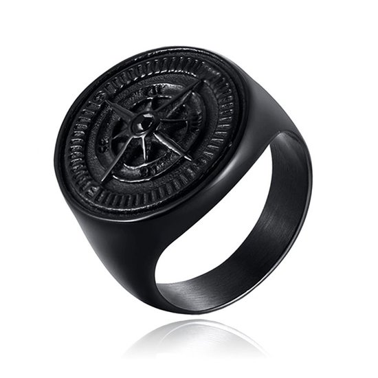Ring pour hommes de Mendes Jewelry - Compas Noir-18 mm