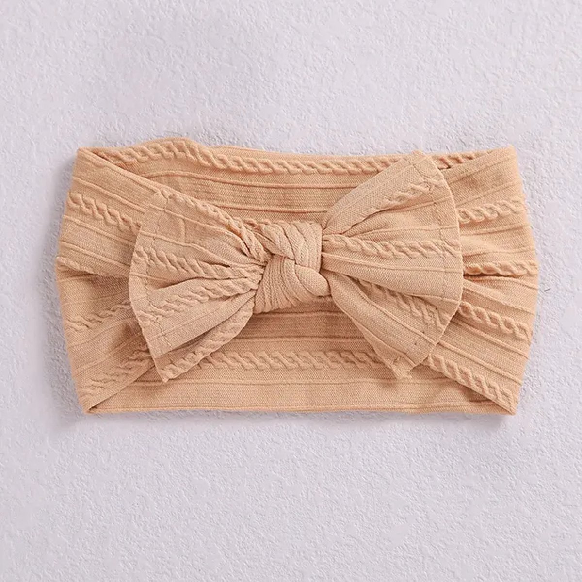 Ychee - Baby Strikje Haarbandje - Meisjes - Hoofdband - 0-3jaar - Beige