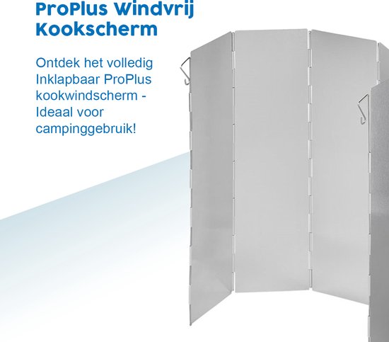 ProPlus Windvrij Kookscherm - 49x36cm - 5 delig - Aluminium - Anti-spatscherm - Vlambeveiligers - Campingscherm - Gasbrandschild - Warmtebeheerscherm - Buitenkeuken – Campingaccessoires - ProPlus