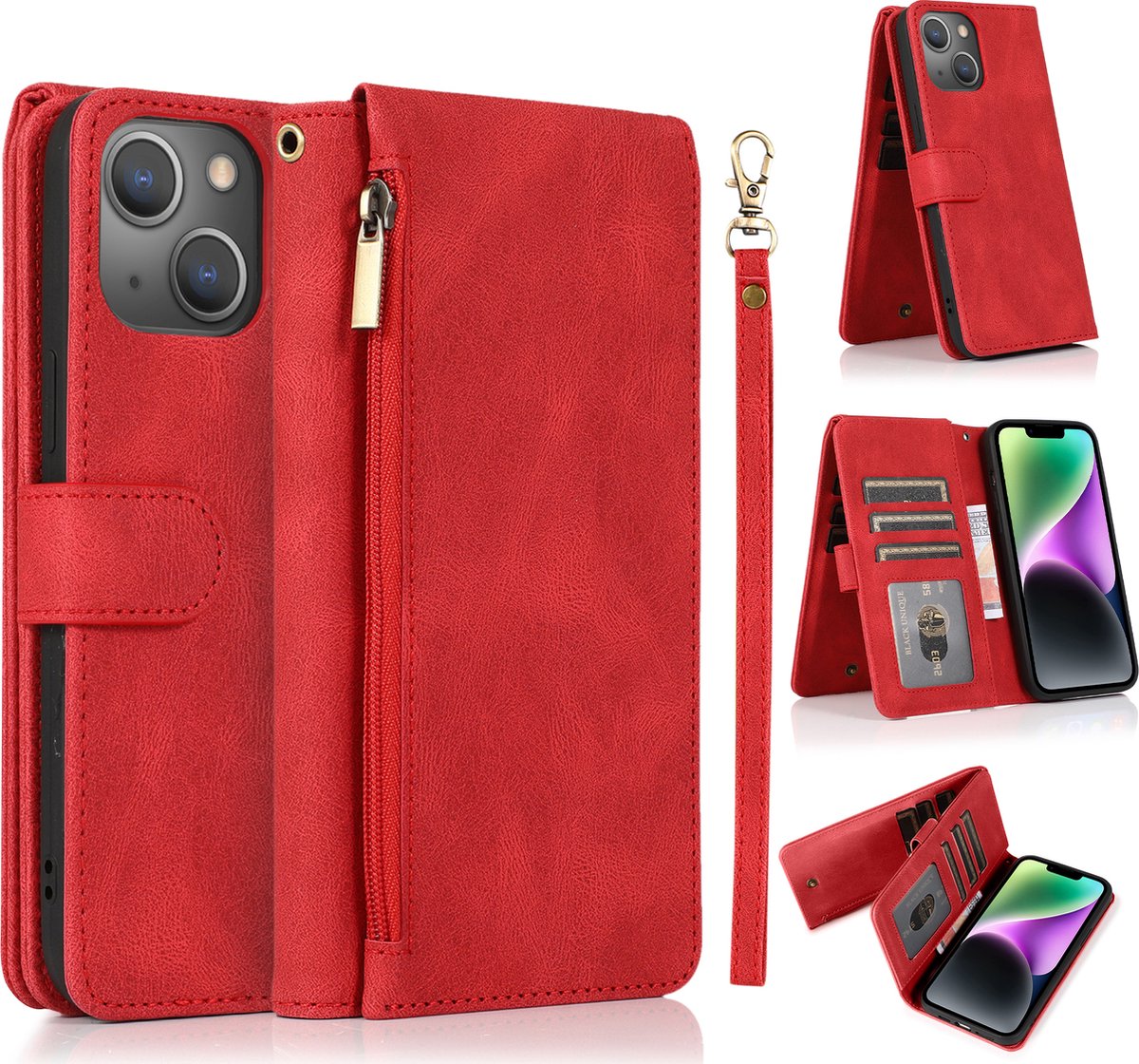 Hoesje geschikt voor iPhone 8 - Bookcase - Pasjeshouder - Portemonnee - Rits - Kunstleer - Groen