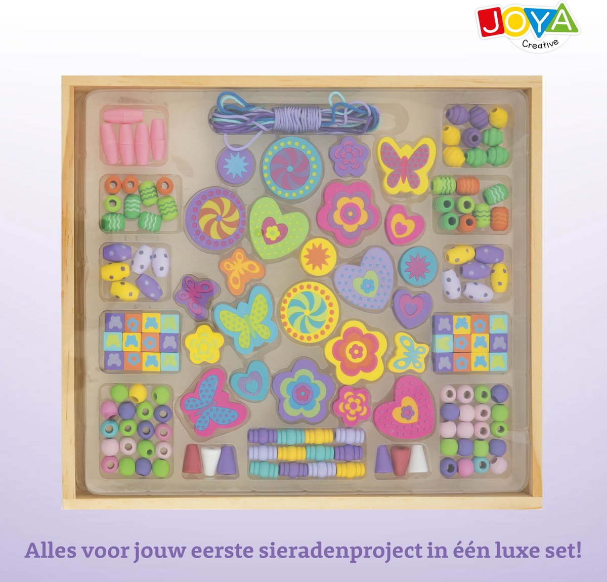 Joya Creative Set van 142 Houten Kralen en Sieradenonderdelen – Sieraden Maken voor Kinderen – FSC-gecertificeerde Kralenset voor Armbandjes en Kettingen – Inclusief Houten Opbergdoos – Multicolor — afbeelding 8