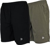 2-Pack Donnay Micro Fibre Short - Sportbroek - Heren - Black/Jungle green (549) - maat XXL