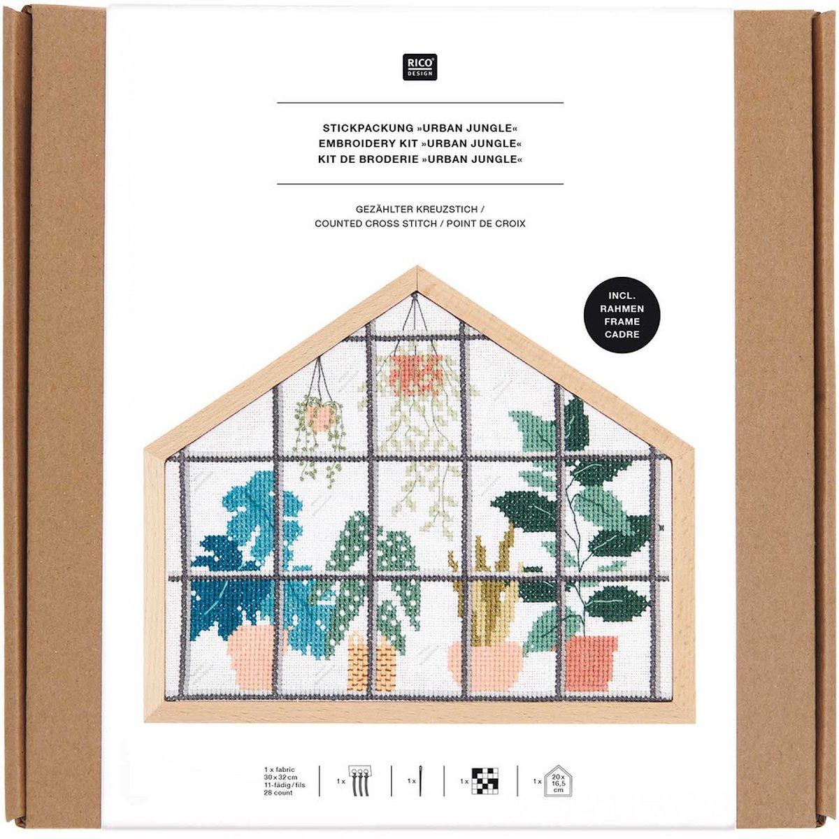 Rico design borduurpakket Urban Jungle 100214 telpatroon incl. frame