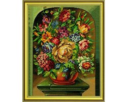 Borduurpakket Bloemen in pot van Eva Rosenstand met telpatroon op linnen