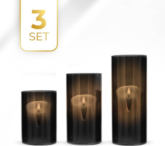 KENN® XL Windlichten - Set van 3 - Zwart - Theelichthouders - Waxinelichthouders - Windlicht Set - Kaarsenstandaard - Windlichten Voor Binnen - Windlichten Voor Buiten - Kandelaar