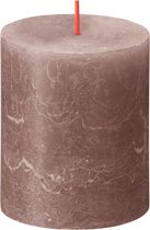 Rustieke stompkaarsen - lichtgrijs - 4 stuks - 8 x 7 cm - decoratieve huishoudelijke kaarsen - brandduur 35 uur - ongeparfumeerde - natuurlijke plantenwas - zonder palmolie