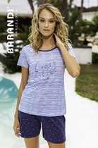 Barandi - Dames Pyjama - Blauw/Wit Gestreept - XL