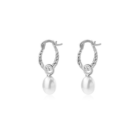 Paragon Cat.925 Pure Silver Vintage Twisted Pearl Earrings