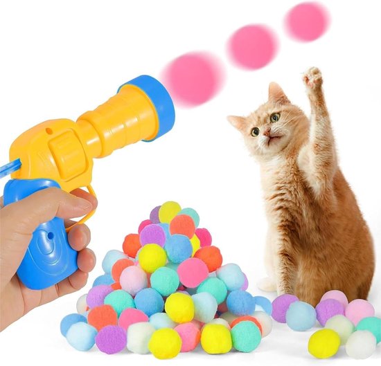 Foto: Katten speelgoed bal pistool kat 30 ballen kattenballetjes speelbal