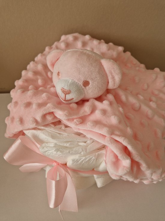 Luiertaart small Knuffeldoekje meisje - babyshower - kraamcadeau van Luiertaart — afbeelding 3