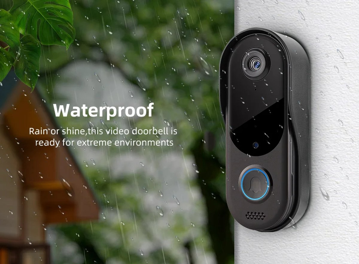 Afbeelding 2 van Video deurbel met camera en wifi - Draadloos, beveiliging Video Intercom Draadloze, inclusief twee batterijen