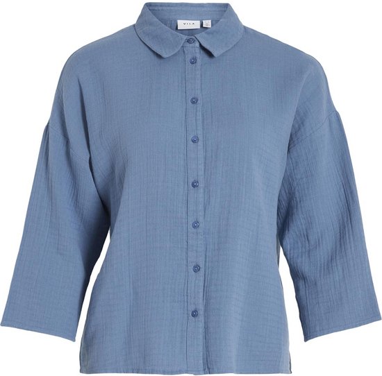 Vila Blouse Vilania Button 3/4 Shirt - Noos 14089485 Coronet Blue Dames Maat - W36