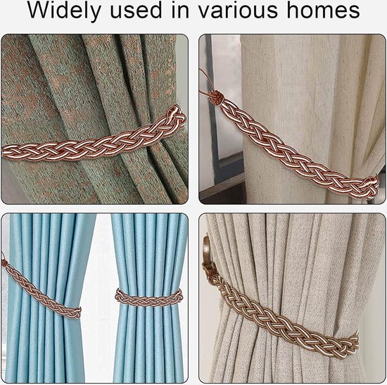 Lot de 2 supports de rideaux, crochets pour embrasses, pinces à rideaux, attaches à rideaux, cordons de rideaux, longueur 58 cm