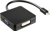 XIB Mini Displayport naar DVI VGA en HDMI vierkant / 3-in-1 adapter / Mini DP to DVI + VGA + HDMI - Zwart
