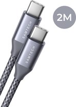 SAMTECH USB-C naar USB-C kabel 100W – Thunderbolt 3 – Snellader, Data, video en Oplaadkabel Type C 2 meter - Spacegrey