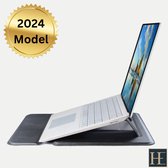 Heeren – Zwarte Premium Laptophoes – 2in1 – Multifunctionele Laptopstandaard - Waterproef leren Case – Premium PU Leren Design - Waterafstotend - Lichtgewicht Ontwerp