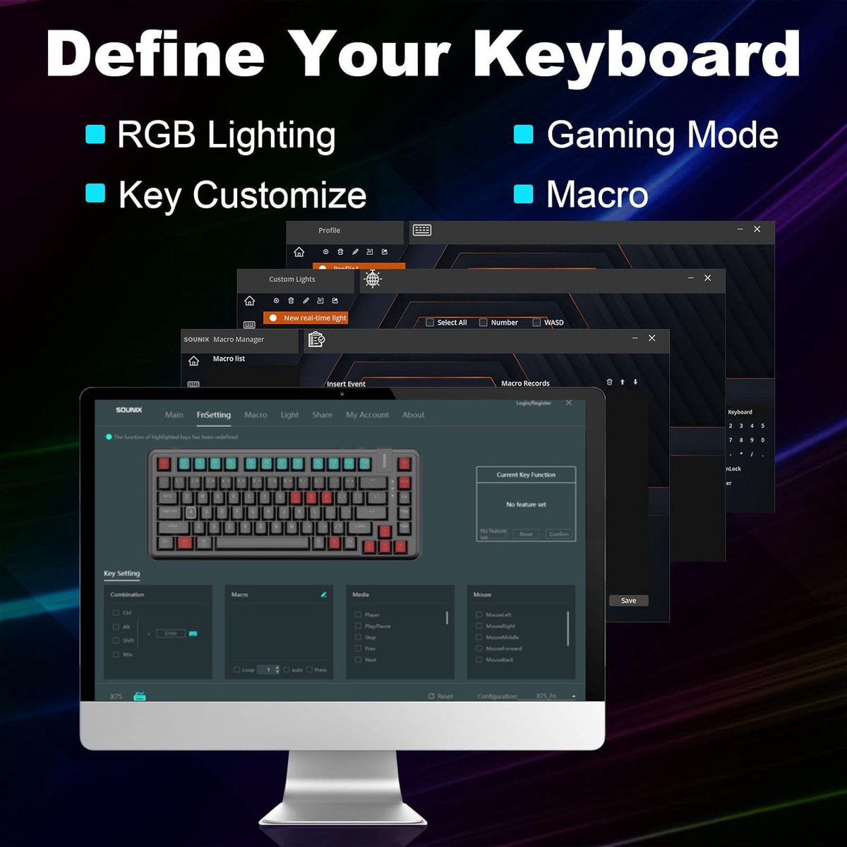 Sounix Mechanisch Gaming Toetsenbord - 82 Keys thumbnail 6