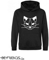 Be Friends Hoodie - Kat - Kinderen - Zwart - Maat 9-10 jaar