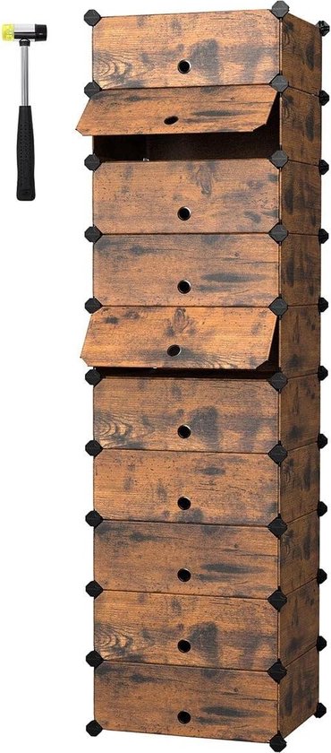 10-vaks SONGMICS schoenenrek plankensysteem draadframe opberger kledingkast - vintage bruin Kledingkast
