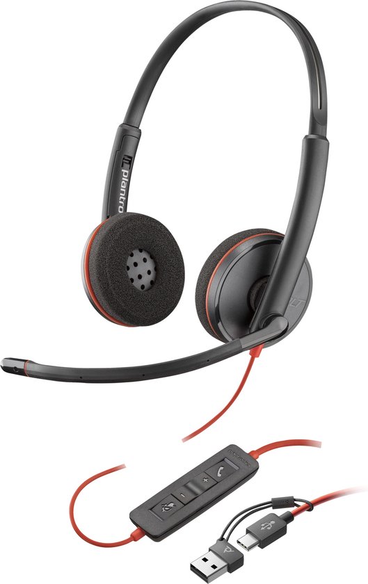 HP Poly Blackwire C3220 Over Ear headset Computer Kabel Stereo Zwart Headset, Volumeregeling, Microfoon uitschakelbaar