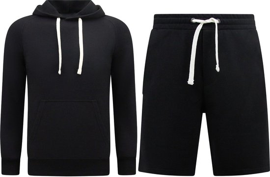 Hoodie Heren - Sweat Short Heren - SET - Zwart