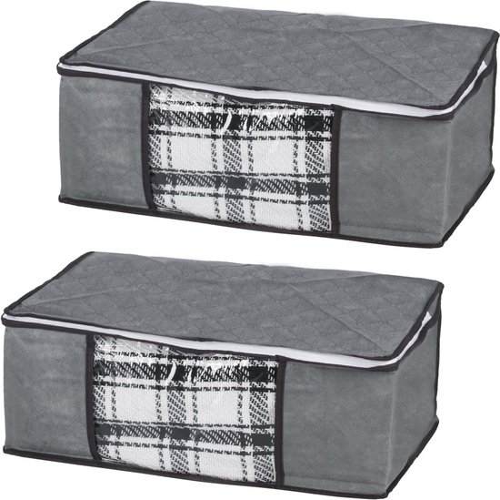 oCreon Opbergbox voor onder het bed - 2 stuks - met wieltjes - deksel