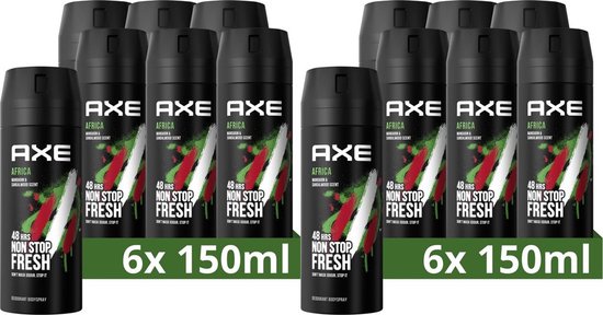 Axe Africa Deodorant & Bodyspray - 150ml - Voordeelverpakking 12 stuks