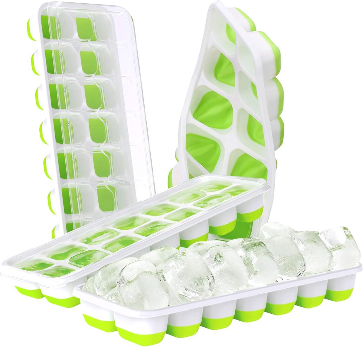 Ijsblokjesvorm met Deksel - Silicone - Set van 4 (56 Ijsblokjes) - BPA vrij