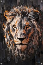 Leeuw posters - Dieren posters - Tuinposter Abstract expressionisme - Tuinschilderij voor buiten - Poster tuin - Tuindecoratie muurdecoratie tuinposter 70x105 cm