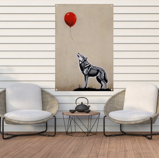 Affiche de jardin Ballon - Affiche de jardin Banksy - Affiche de jardin Loup - Posters d'extérieur - Tableaux de jardin - Décoration murale affiche de jardin 100x150 cm
