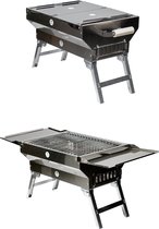 Opvouwbare BBQ 40x30x31CM - Houtskool Barbecue - Tafelgrill - Draagbare opvouwbare grill met rooster - Portable Vouw Barbecue - Festival BBQ - Camping - Chroom