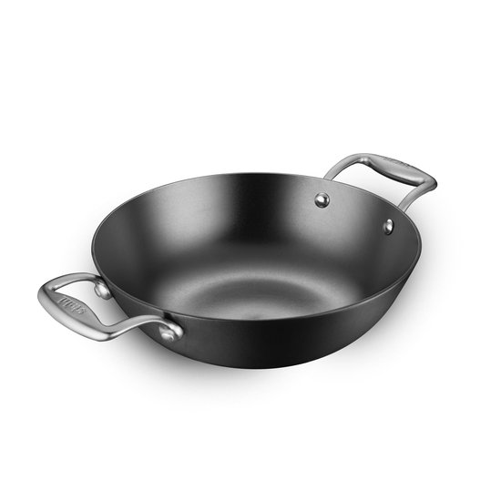 Stahl - Poêle wok en fonte légère - Acier au carbone - Antirouille - 24 cm - Convient pour induction - Pour 3-4 personnes