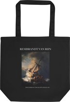 Rembrandt van Rijn 'De storm op het meer van Galilea' ("The Storm on the Sea of Galilee") Beroemde Schilderij Tote Bag | 100% Katoenen Tas | Kunst Tote Bag | Zwart