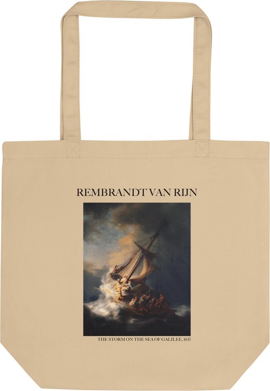Rembrandt van Rijn 'De storm op het meer van Galilea' ("The Storm on the Sea of Galilee") Beroemde Schilderij Tote Bag | 100% Katoenen Tas | Kunst Tote Bag | Naturel