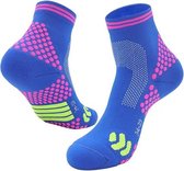 Inuk - Pro Sport Sokken - Blauw Roze - Maat S-M (35-39) - Anti slip High Comfort - Naadloos - Second skin feel – Solide en comfort !