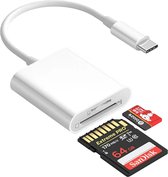 Ibley USB-C 2 in 1 SD kaartlezer wit - Cardreaders - Micro SD en SD kaartlezer - Micro SD/SD/TF - USB-C aansluiting - Plug & Play