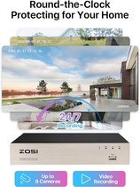 Zosi - Caméra de sécurité - 8CH - CCTV - ensemble avec 8 Caméras Plein air - Système de caméra de sécurité Home - Set de caméras Wifi - Enregistrement vidéo + Audio- Caméra de sécurité - 8 Caméras - Vision nocturne - Détecteur de Motion