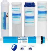 5 -stage Omgekeerde Osmose Vervangende Filterset met 75 GPD Membraan - Standaard 10 Inch, Compatibel met Geekpure waterfilter kraan