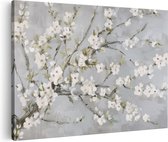 Artaza Canvas Schilderij Witte Bloesems op een Tak - 120x80 - Groot - Foto Op Canvas - Canvas Print