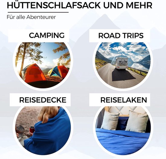 XL 2-in-1 Katoenen Slaapzak en Tweepersoons Lichtgewicht Reislaken met Reistas Slaapzak — afbeelding 2